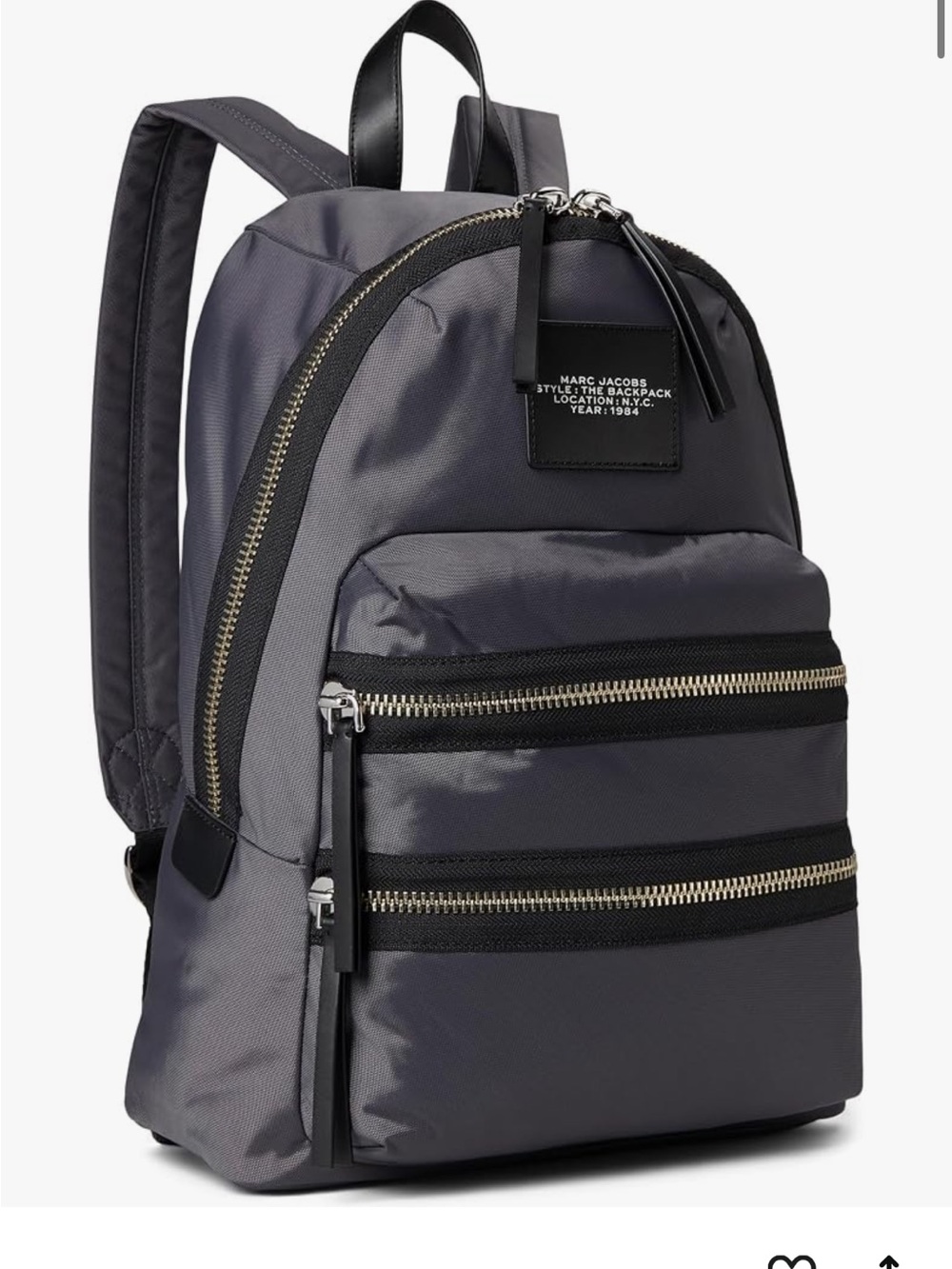 Marc by Marc Jacob’s Biker large nylon backpack. Dark grey with heavy zippers.